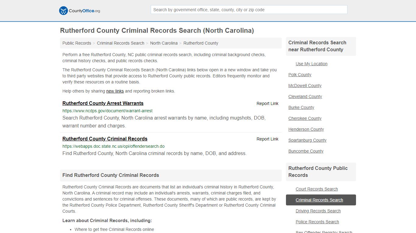 Criminal Records Search - Rutherford County, NC (Arrests ...